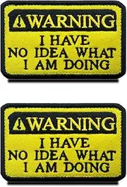 [Zcketo] 2 PCS Warning:I Have No idea What i am Doing Funny Biker Patch Embroidered Hook and Loop Embroidery Emblem Patch for Clothes,Backpack, Jacket, Jeans,Vest