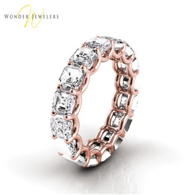 3ctw Asscher Diamond U-Prong Set Eternity Band 14K Rose Gold (G-H/VS2)