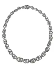 Bloomingdale's Fine Collection Diamond Round & Baguette Link Collar Necklace in 14K White Gold, 3.50 ct. t. w.
