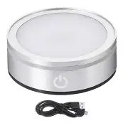 LED Light Base Flat Display Stand, Light Base for 3D Crystal, Silver