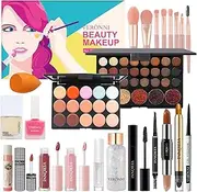 All in One Makeup Kits Women Full Multi-purpose Beauty Kit, Eyeshadow Palette Lip Gloss Eyebrow Pencil Foundation Concealer Blusher Eyeliner Mascara with Gift Bag for Beginners or Pros