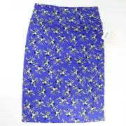 LuLaRoe Cassie Women's Blue Gray Bird Print Pull On Pencil Cut Skirt Size M
