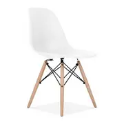 8x Replica Retro Dining Chairs Cafe Kitchen Beech (White Colour)