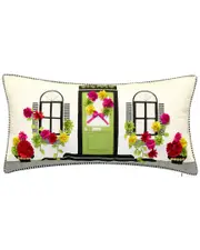 Edie Home Dimensional Flowers Home Indoor/Outdoor Decorative Pillow