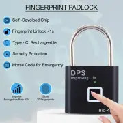 Smart Fingerprint padlock, USB Rechargeable Smart Fingerprint Padlock | Keyless