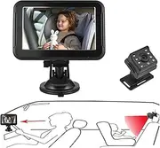 1080P Baby Car Camera Monitor Backseat 5-inch Mirror Display 360° Rotation 150° Wide Angle Support Night Vision with Car Charger Camera Bracket