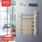 ACA Aluminium Electric Heated Towel Rail Rack Ladder Warmer 6 Round Bars Gold