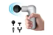 NAIPO SILVER MINI DEEP TISSUE PERCUSSION MASSAGE GUN | SUPER LIGHT AND PORTABLE, 5 SPEEDS, 4 INTERCHANGEABLE HEADS