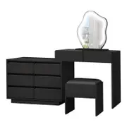 ALFORDSON Dressing Table Stool 8 Drawers Black