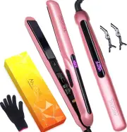 Ceramic Flat Iron Hair Straightener and Curler 2 in 1, Dual Voltage Hair Straigh