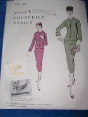 1956 VOGUE COUTURIER DESIGN #887 - LADIES TWO PIECE SUIT PATTERN w/LABEL 12 FF