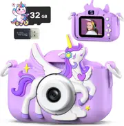 Mgaolo Kids Camera Toys for 3-12 Years Old Boys Girls Children,Portable Child Digital Video Camera with Silicone Cover, Christmas Birthday Gifts for Toddler Age 3 4 5 6 7 8 9 (Unicorn Purple)