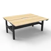 2Person Back To Back Workstation Cable Tray Natural Oak And Black