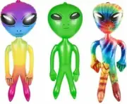 36" Alien Inflatables-Blow Ups- Rainbow-Green and Tie Dye! SET of 3! NEW