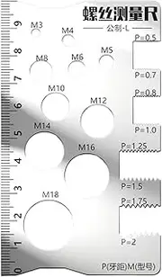 Thread Checker - Screw Measurement Ruler - Anti-Slip Portable Measuring Gauge Tool for Nut Bolt Bit Thread Industry Crafting