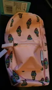 NWT Yoobi Back Pack Pencil Case Mini Rainbow Ice Cream Repeat Pink Peach school