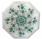 12" Coffee Marble Side Table Top Mosaic Inlay Handmade Home Decor Garden