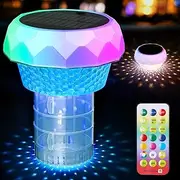 Timissu Pool Chlorine Floater, Solar Chlorine Floater with Colorful Lights, Large Chlorine Tablet Floater for 1 and 3 Inch Tabs, Floating Chlorine Dispenser for Pool, Hot Tub