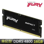 【KINGSTON 金士頓】IMPACT 爆擊 者DDR5-4800 16GB 筆記型 超頻記憶體(KF548S38IB-16)