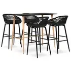 5 Piece Bar Set Black Outdoor Furniture Patio Dining Set Garden Bar Table 57459