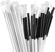 Paper Wrapped Plastic Straws (Black, 200)