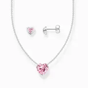 Buy Sparkling Set: Necklace & Earrings Heart Pink in Silver by THOMAS SABO Australia online - THOMAS SABO Australia