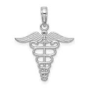 14K White Gold Caduceus Charm