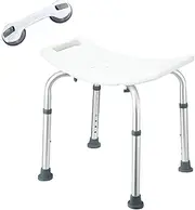 Adjustable Shower Chair Seat Bath Stool Bathroom Bench with Assist Grab Bar Aid for Elderly Disabled 41-58cm