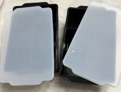 Large Silicone 2" Ice Cube Tray 2-Pack w Lid Easy Release Cocktail Whiskey...NEW