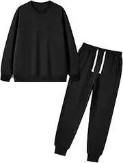[Flygo] Boys Girls 2 Piece Tracksuit Athletic Sweatsuits Set Unisex Kids Crewneck Sweatshirt and Jogger Sweatpants with Pockets