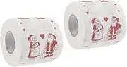 minkissy 2 Rolls Santa Claus Christmas Toilet Paper Double Length Soft Comfort Xmas Decorative Paper Rolls 1-time Use