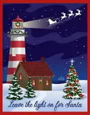 Leave the Light on for Santa Nautical Christmas Sign or Door Hanger