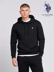 U.S. Polo Assn. Black Mens Classic Fit 100% Cotton Double Horsemen Hoodie (B01386) | $150