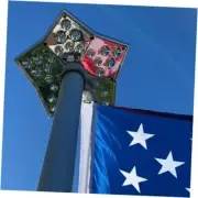 Solar Flag Pole Light, Solar Star Patriotic Flag Light Design for Wide Silver