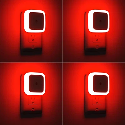 Red Night Light, Night Lights Plug into Wall 4-Pack, Nightlight Plug in Night Li