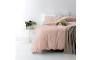 Park Avenue Super King Bed Cotton European Quilt Cover 2x Pillowcases Set Blush