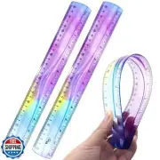 2 PCS 12 Inch Flexible Ruler, Bendable Plastic Ruler, Soft Bendable Gradient