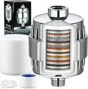 Shower Filter, 20-Stage Hard Water Filter, Shower Head Filter with 1 Replaceable Filter Cartridges, Vitamin C Water Softener, Water Filter Shower for Removing Chlorine and Fluoride.