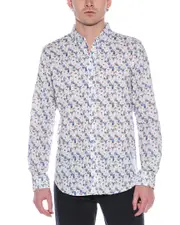 Robert Graham Blue Hawaiian Tailored Fit Linen-Blend Shirt