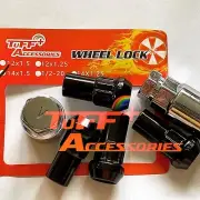 ONE SET M14x1.5 Black Wheel lock nuts for Jeep, Holden, Tesla.With Two FREE Keys