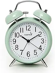 FLOITTUY {Loud Alarm for Deep Sleepers) 4'' Twin Bell Alarm Clock with Backlight for Bedroom and Home Decoration(Green)