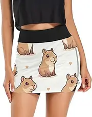 [RPLIFE] Adorable Sitting Capybaras Exercise Skirt, Womens High Waisted Golf Skort, Short Women Dressy Summer
