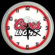 16" Coors Light Beer Sign Red Neon Clock Man Cave Garage Bar