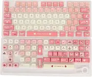 PBT Keycaps, 135 Keys Cream Strawberry Theme Mechanical Gaming Keyboard Keycaps PBT Dye Sub Double Keycap Set with Keycap Puller for 61/87/96/98/104/108 Mechanical Keyboard