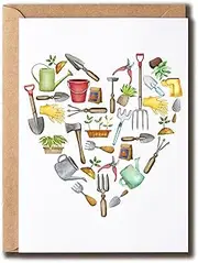 VLPGifts Garden Tools Heart Card - Planting Tools Card - Funny Card - Cheeky Greeting Card - Birthday Card For The Garden Lover, White