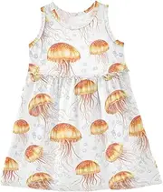[Caihoyu] Girls Sleeveless Dresses Toddler Kids Soft Midi Dress Summer Active Playwear, Multicolor05, 4 Years