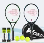Adult 2 Tennis 27” Speed Rackets Overgrip Bag 3 Balls Vibration Dampes Red Blue