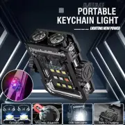 Mini Keychain Flashlights Relieve Stress 360° Rotation Rechargrable Red & Blue