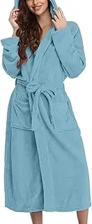 [Generic] Long Sweatshirt Jacket plus Soft Plush Long Flannel Sleepwear Hooded Bathrobe Plush Long Warm Robe Cute Sweat Shirts