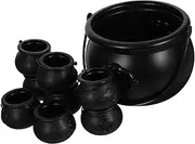 Ipetboom 9pcs Halloween Cauldron Candy Bucket Set Large Black Witch Cauldron for Treats Decorations and Party Supplies Versatile Storage Container for Spooky Events